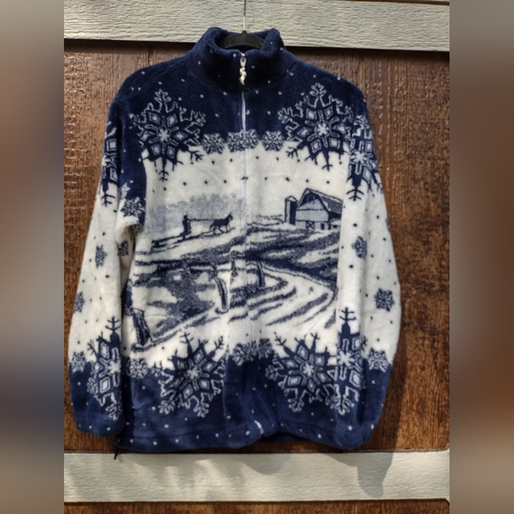 Vintage Art Unlimited Sportswear Fleece Jacket  Winter Scene Women's M - Picture 1 of 5